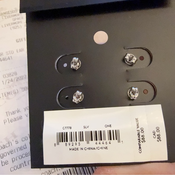 (NWT) Coach Signature And Pave Star Stud Earrings Set of 2 Silver C7778 - Picture 4 of 5